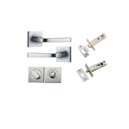 Annecy Lever on Square Rose Brushed Chrome Privacy Kit