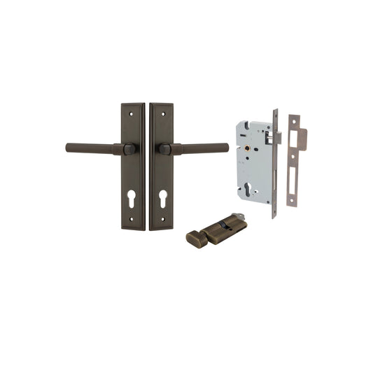 Helsinki Lever Stepped Signature Brass Entrance Kit - Key/Thumb Turn