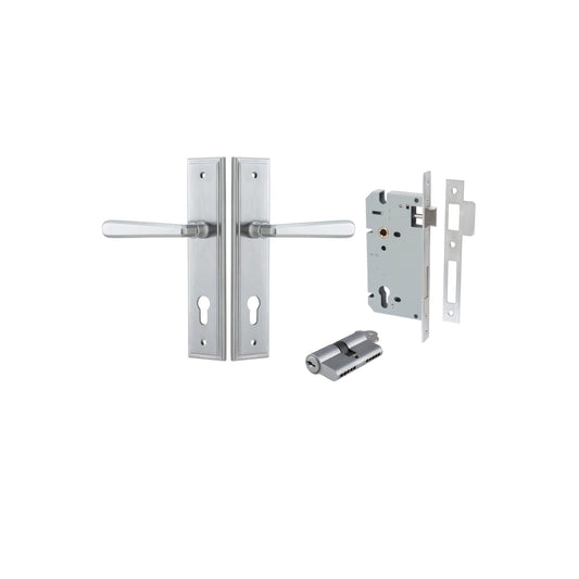 Copenhagen Lever Stepped Brushed Chrome Entrance Kit - Key/Key
