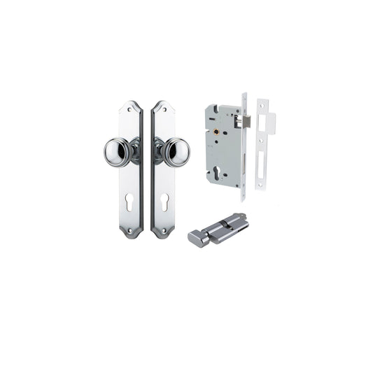 Paddington Knob Shouldered Polished Chrome Entrance Kit - Key/Thumb Turn