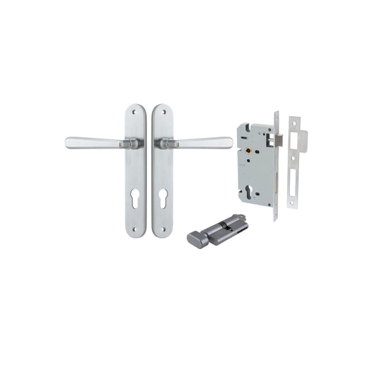 Copenhagen Lever Oval Brushed Chrome Entrance Kit - Key/Thumb Turn