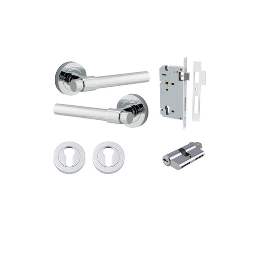 Helsinki Lever on Rose Polished Chrome Entrance Kit - Key/Key