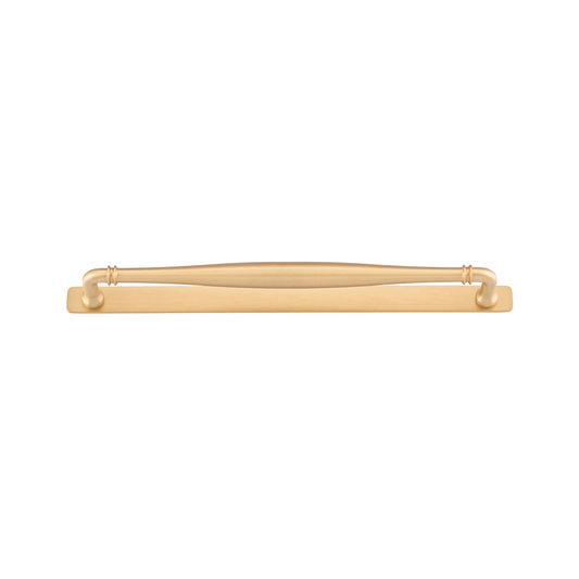Sarlat Cabinet Pull with Backplate Brushed Brass CTC 320mm