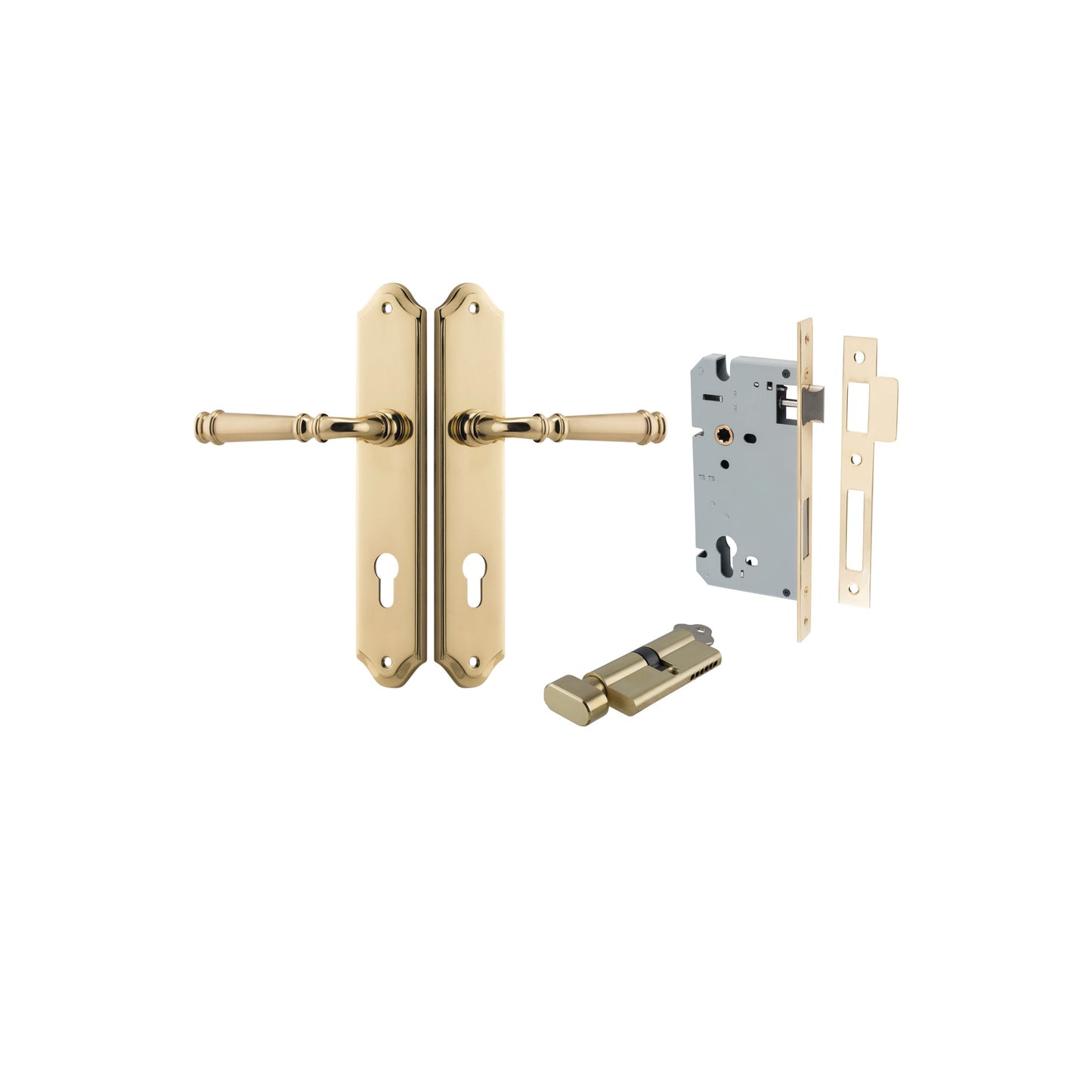 Verona Lever Shouldered Polished Brass Entrance Kit - Key/Thumb Turn