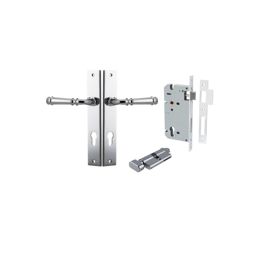 Verona Lever Rectangular Polished Chrome Entrance Kit - Key/Thumb Turn