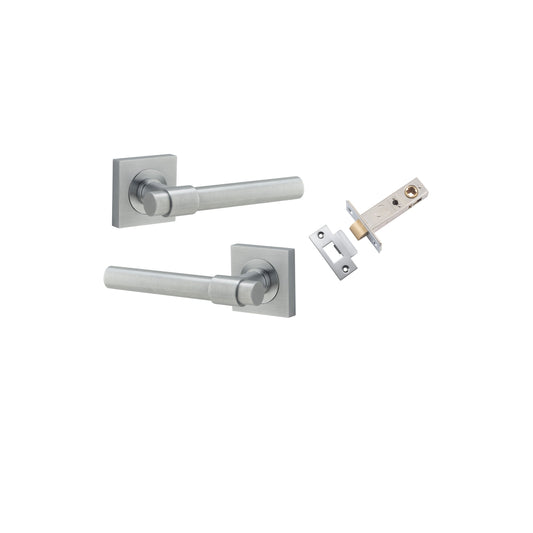 Helsinki Lever on Square Rose Brushed Chrome Passage Kit