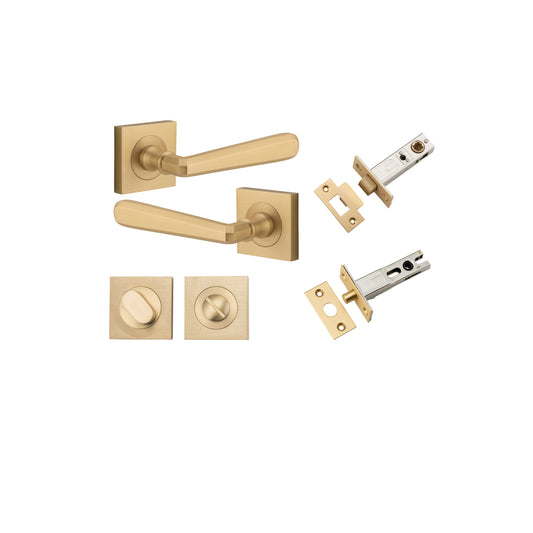 Copenhagen Lever on Square Rose Brushed Brass Privacy Kit