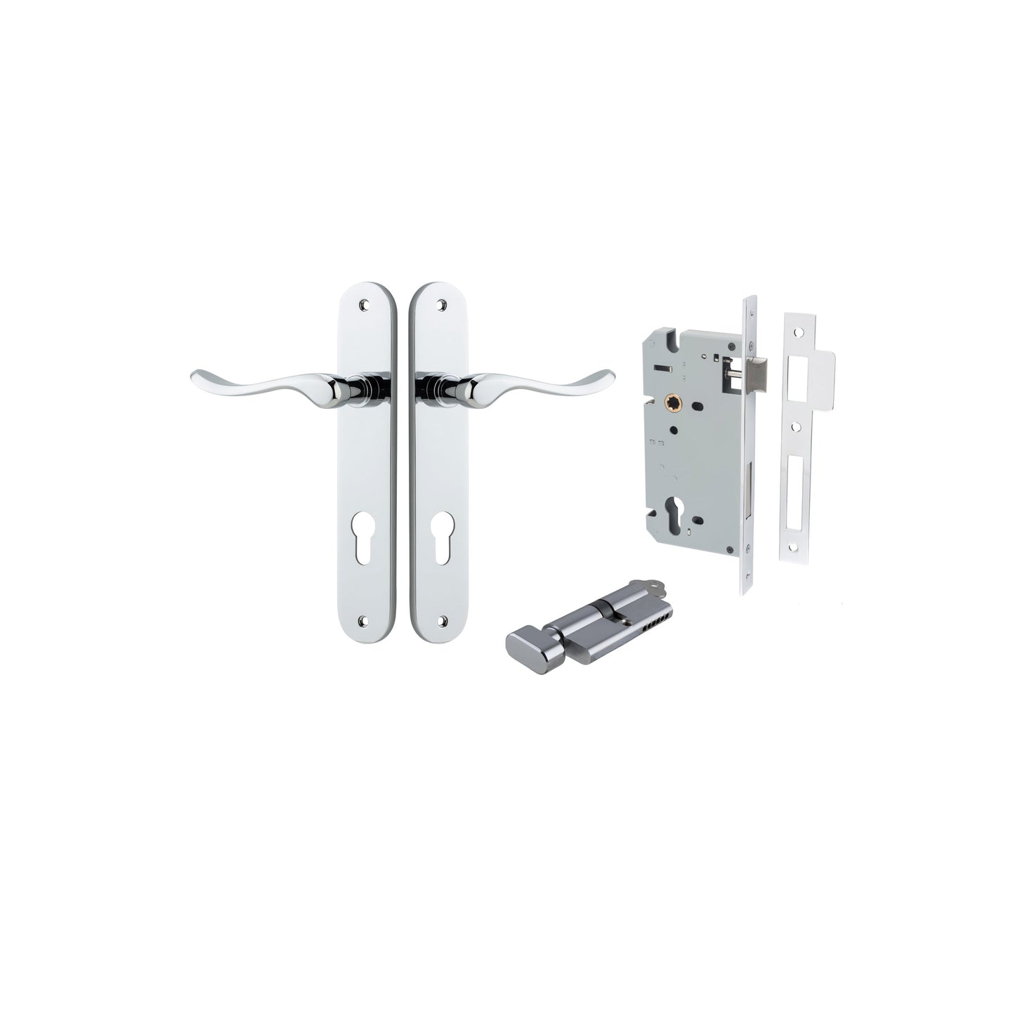 Stirling Lever Oval Polished Chrome Entrance Kit - Key/Thumb Turn