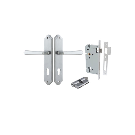Copenhagen Lever Shouldered Brushed Chrome Entrance Kit - Key/Key