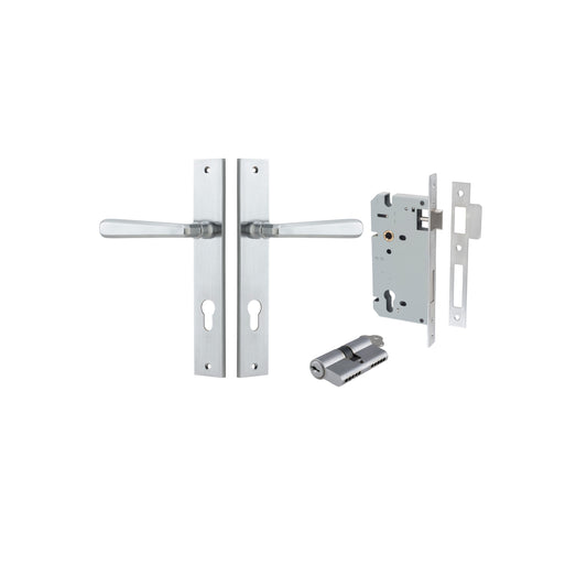 Copenhagen Lever Rectangular Brushed Chrome Entrance Kit - Key/Key