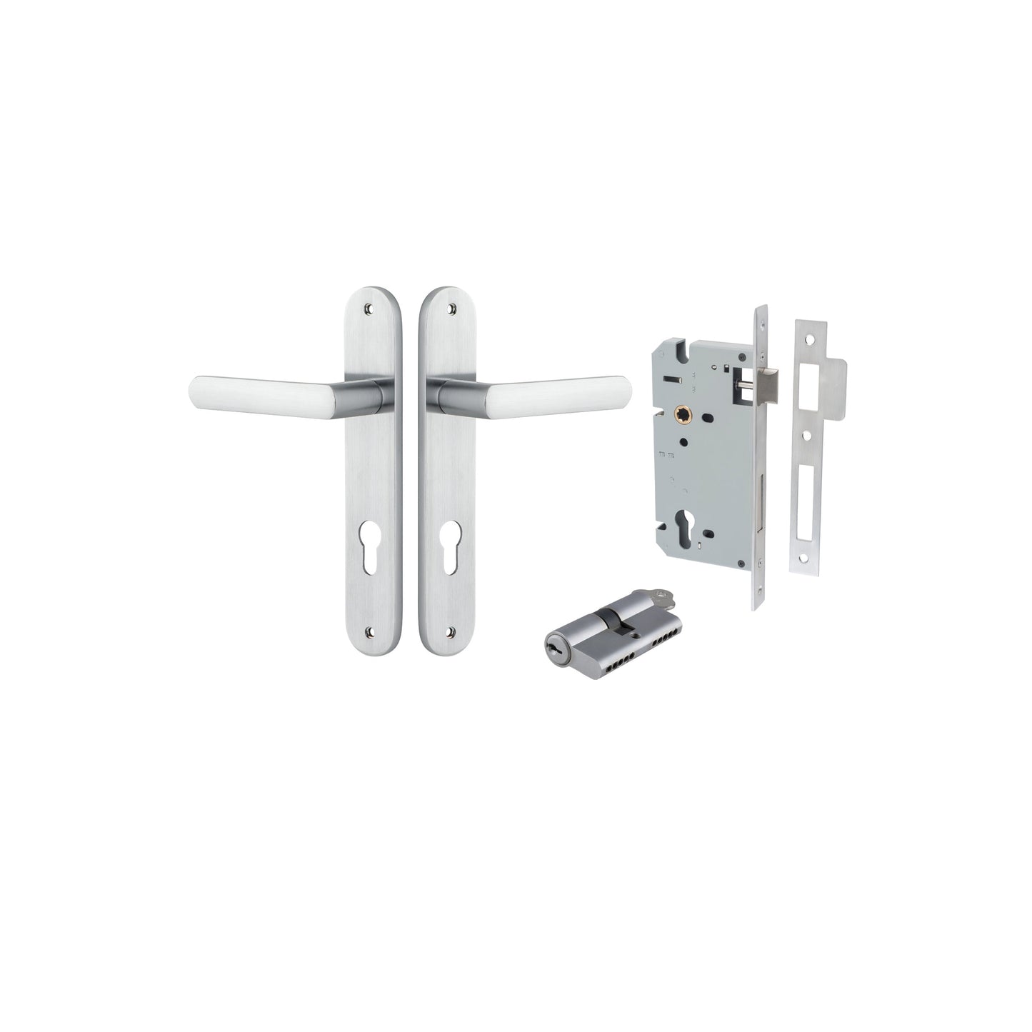 Osaka Lever Oval Brushed Chrome Entrance Kit - Key/Key
