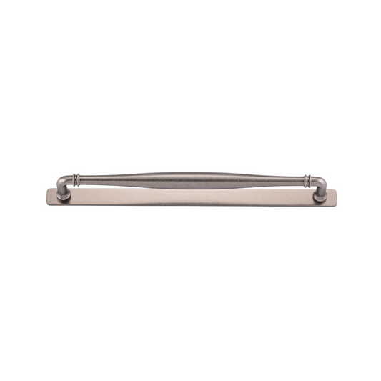 Sarlat Cabinet Pull with Backplate Distressed Nickel CTC 320mm