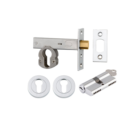 Euro Mortice Deadbolt Polished Chrome Key/Key Escutcheon Round Kit 70mm