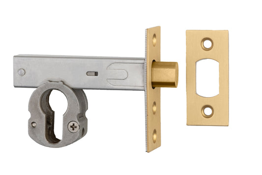 Euro Mortice Deadbolt Brushed Brass