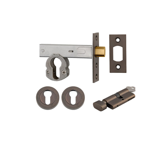 Euro Mortice Deadbolt Signature Brass Key/Thumb Escutcheon Round Kit 70mm