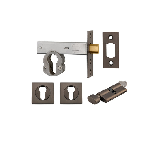 Euro Mortice Deadbolt Signature Brass Key/Thumb Escutcheon Square Kit 70mm