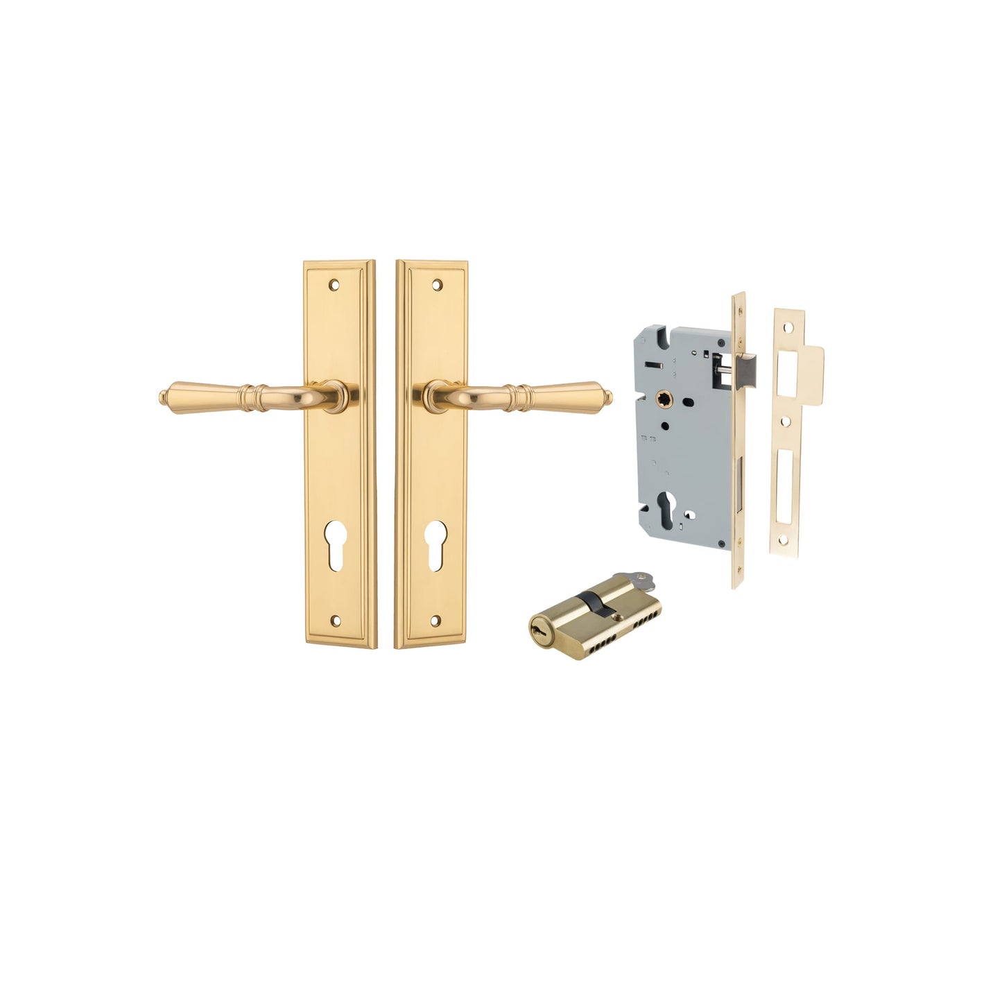 Sarlat Lever Stepped Polished Brass Entrance Kit - Key/Key