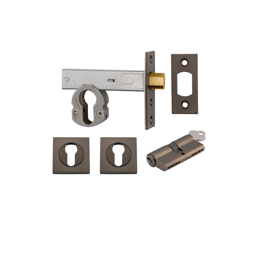 Euro Mortice Deadbolt Signature Brass Key/Key Escutcheon Square Kit 70mm