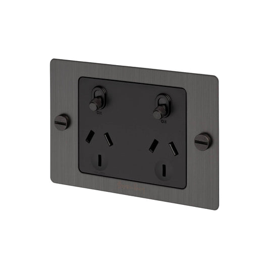 2G GPO Socket / Without Logo / Cross / Smoked Bronze